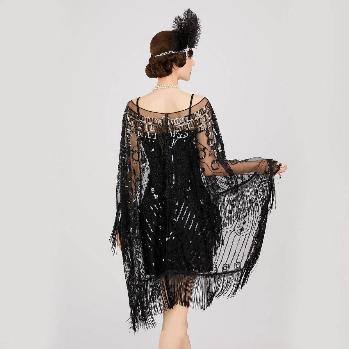 Elegant Sheer Sequin Fringe Wrap ? Formal Dress