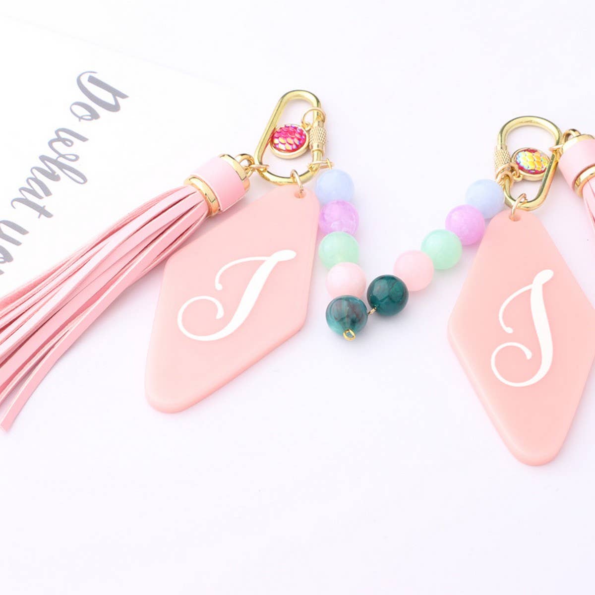 Geometric Acrylic Letter Bag Charm Keychain