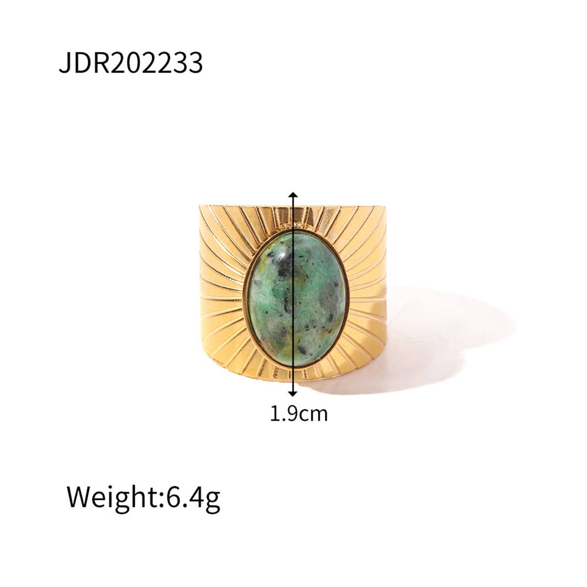 GOLD STAINLESS STEEL INLAID NATURAL STONE RINGS