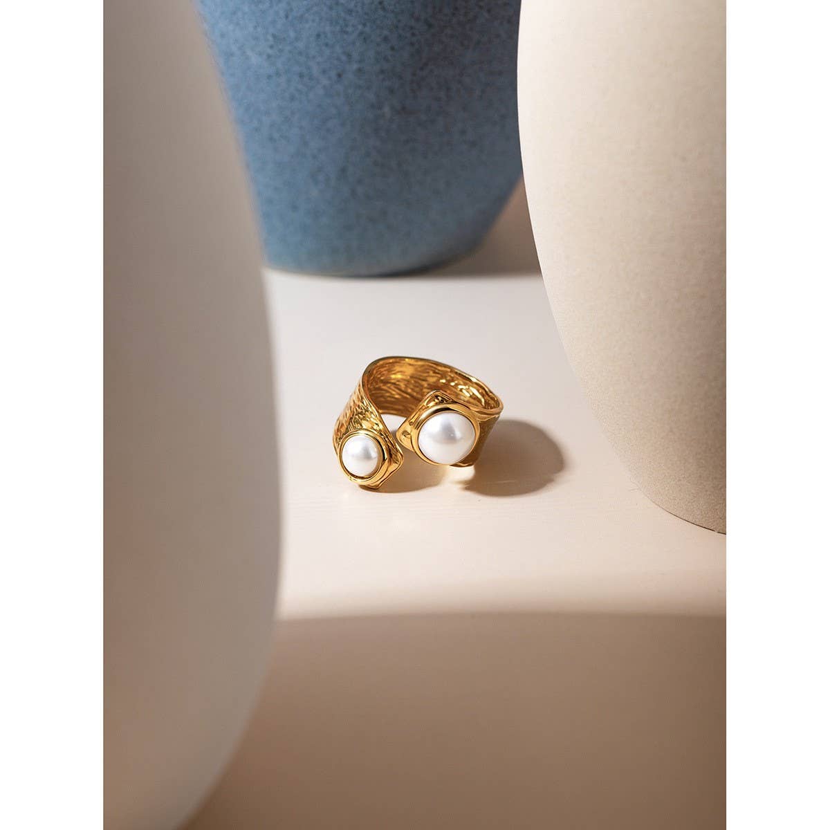 PERSONALIZED ALL-MATCH IRREGULAR OPEN PEARL RING_CWAJE1795