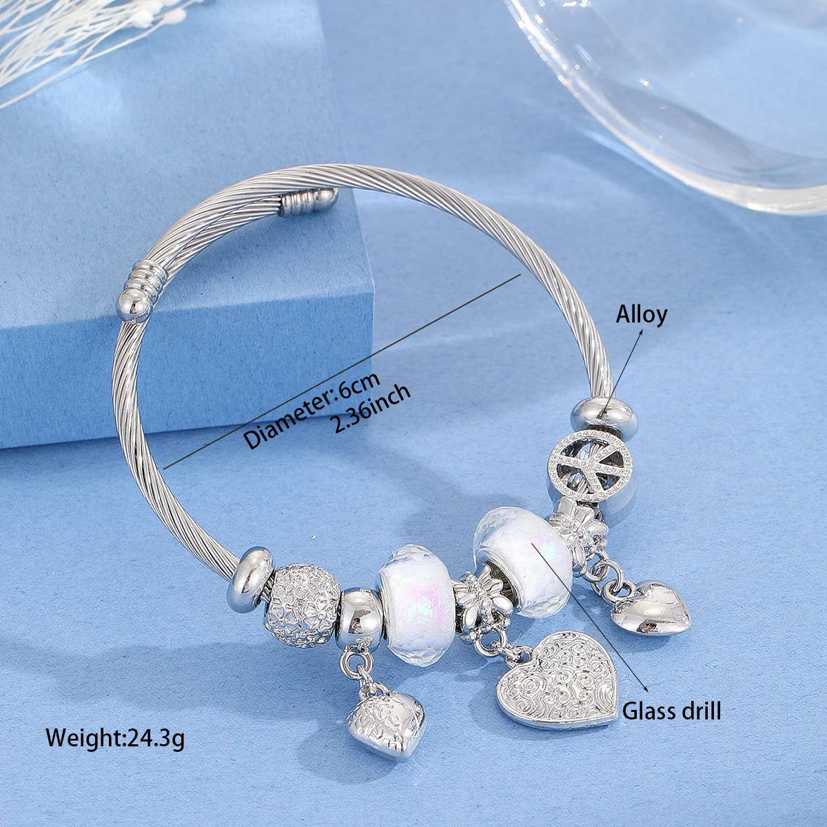 Durable Stainless Steel Adjustable Heart Bracelet