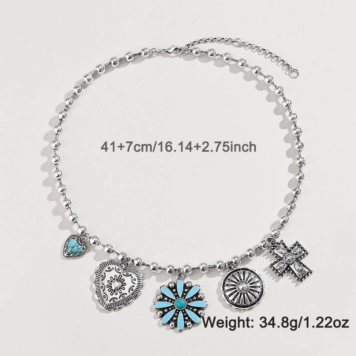 CAMEO VINTAGE CROSS DAISY PENDANT NECKLACE SET_CWAJE2910