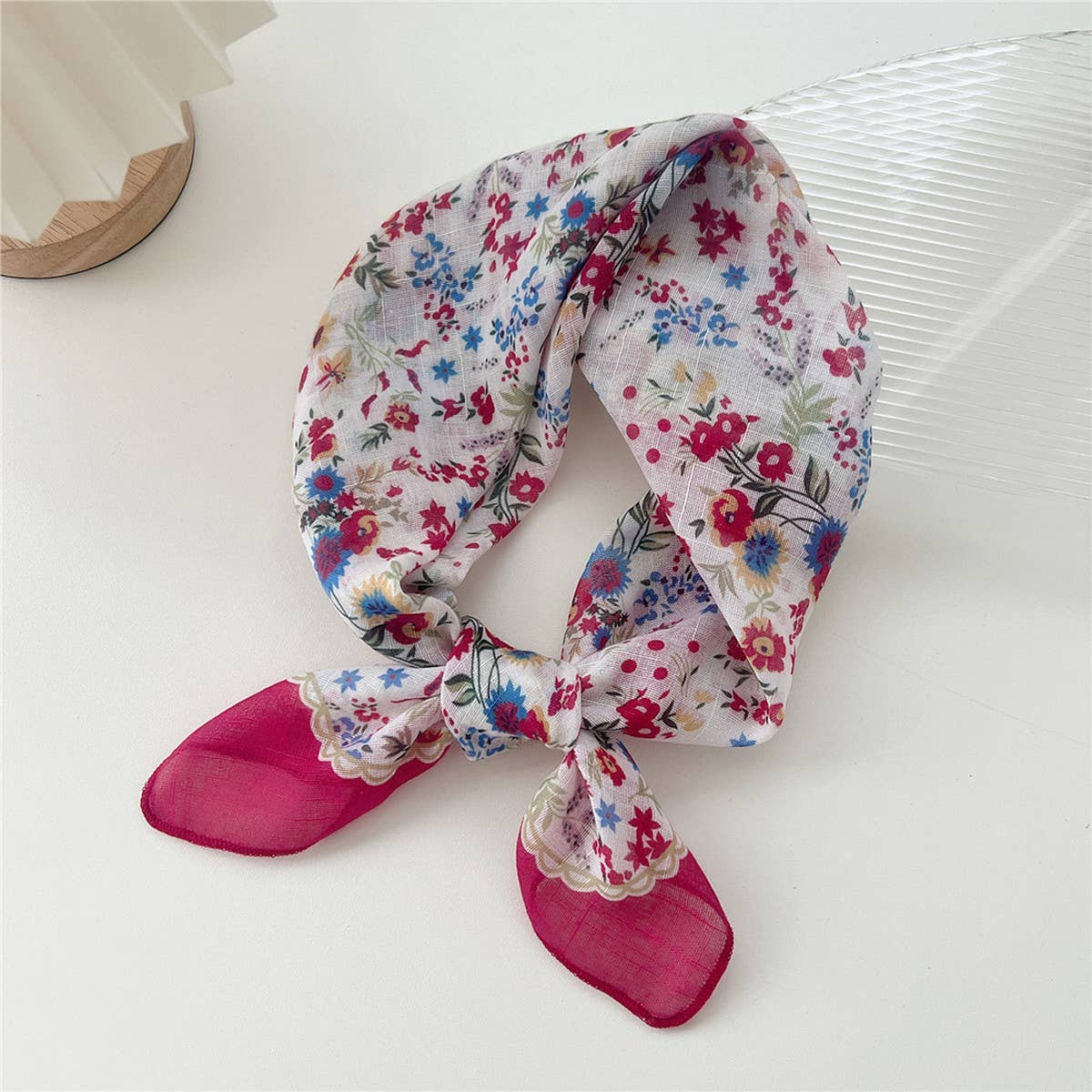 Cotton Linen Square Scarf - Breathable Neck Wrap