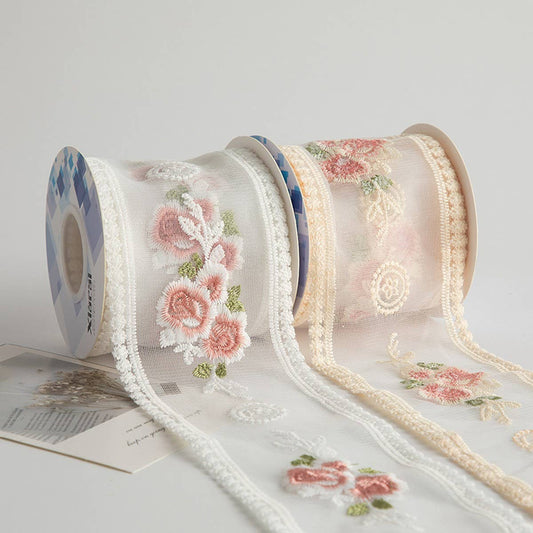 ROSE FLOWER EMBROIDERY LACE DIY RIBBON
