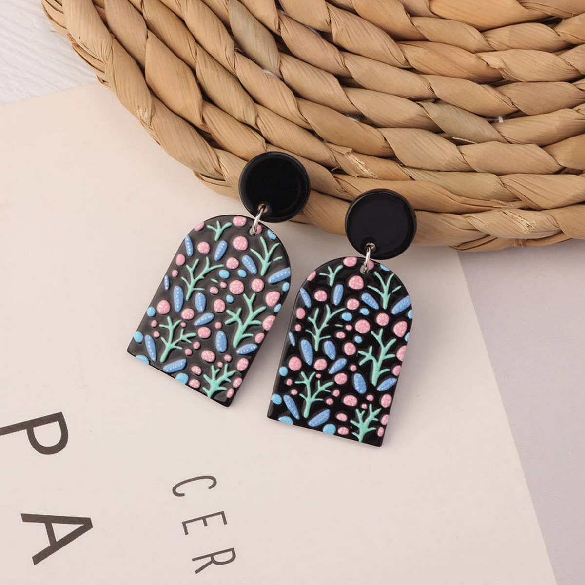 SWEET GIRL COLORFUL FLOWER ACRYLIC EARRINGS