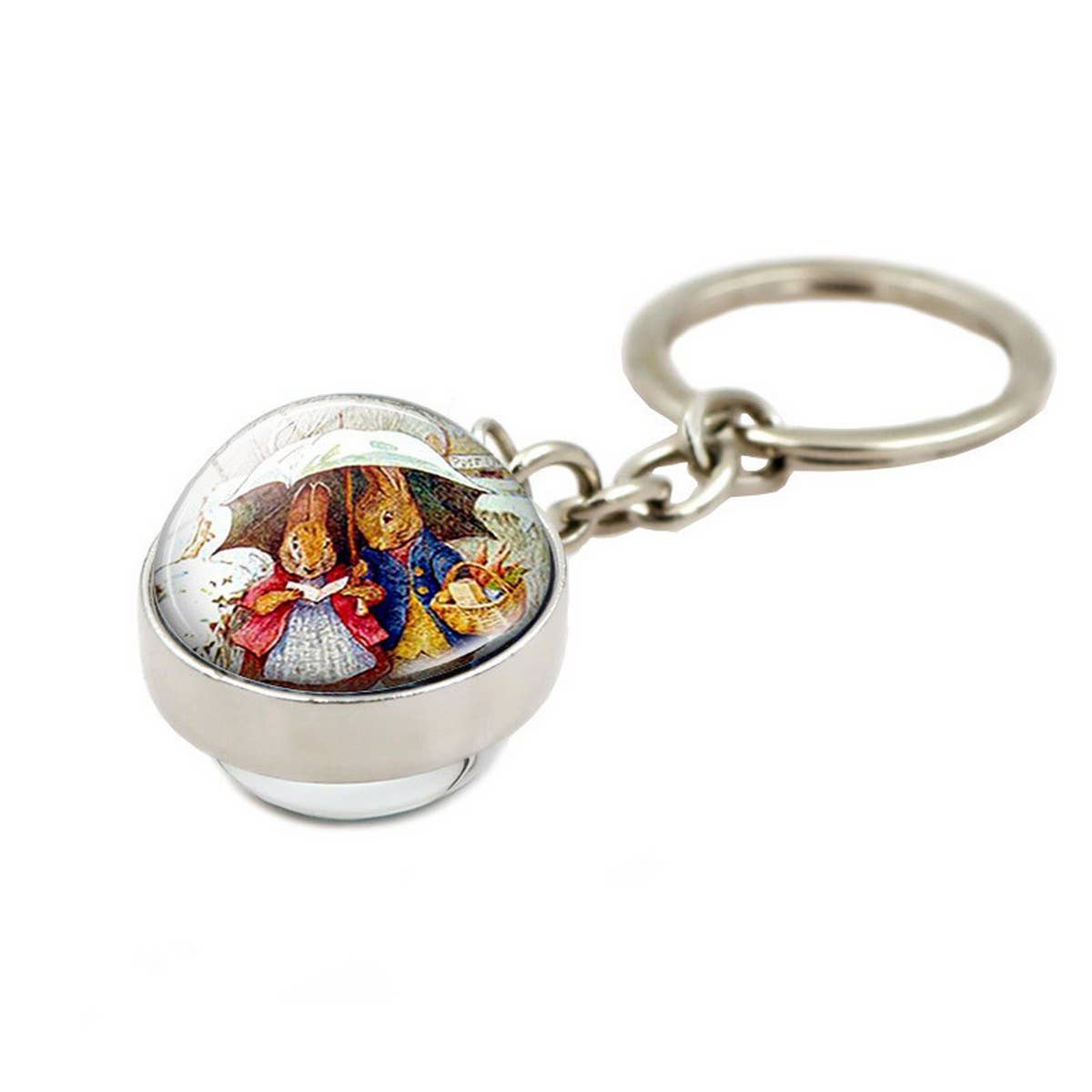 EASTER RABBIT CRYSTAL GLASS BALL PENDANT KEYCHAIN