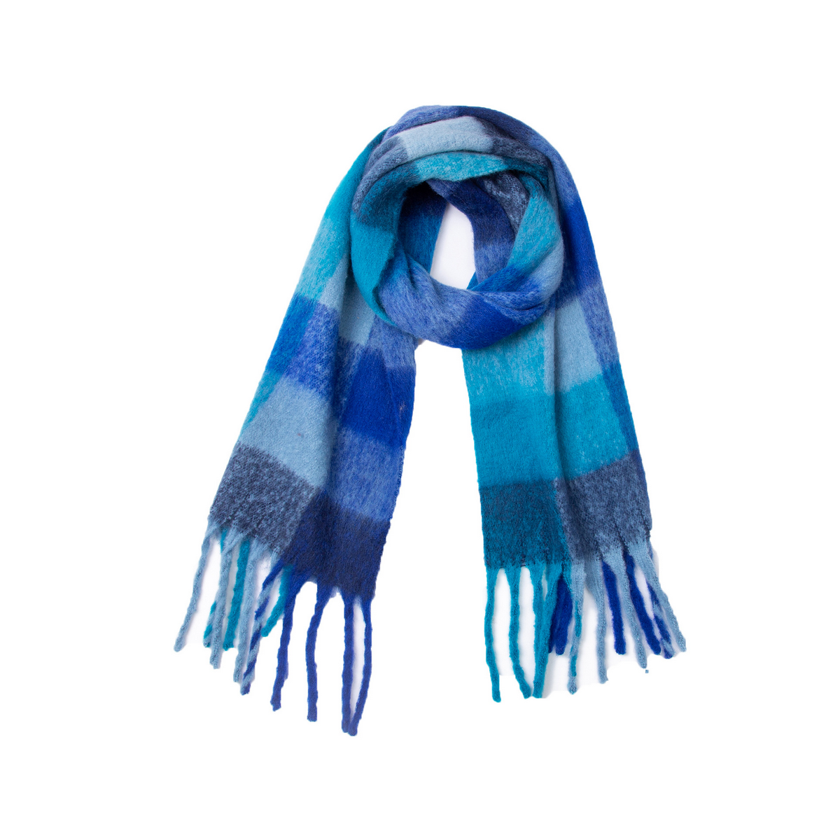 PLAID PATTERN FRINGE TRIM WINTER SCARF_CWASC2691