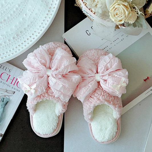 PALACE STYLE BOWKNOT COTTON NON-SLIP SLIPPERS_CWMM2943