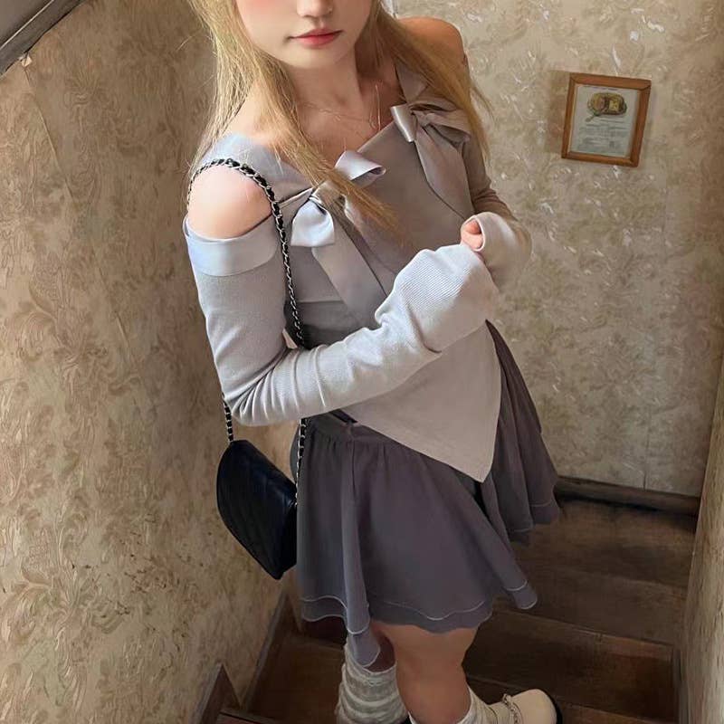 SOLID COLOR SEXY IRREGULAR OFF-THE-SHOULDER TOP