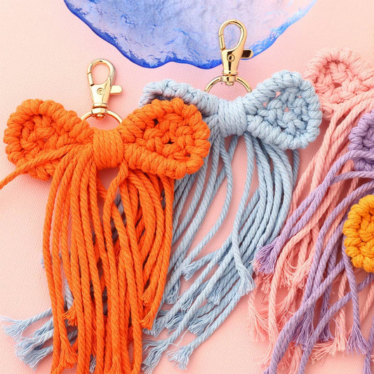 Bow Tassel Keychain Handcrafted Wrist Strap_CWAB5073