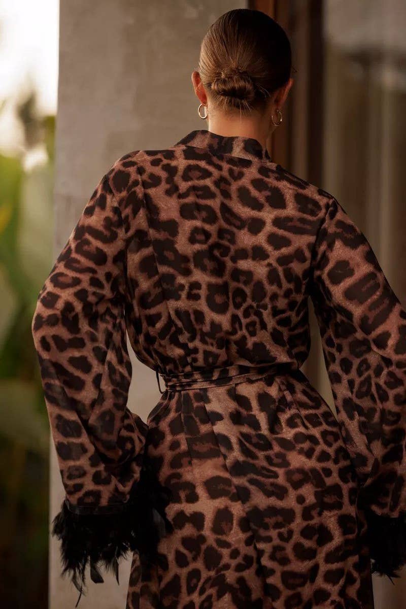 CWDMD4256_V-NECK LEOPARD PRINT HIGH WAIST SLIT DRESS