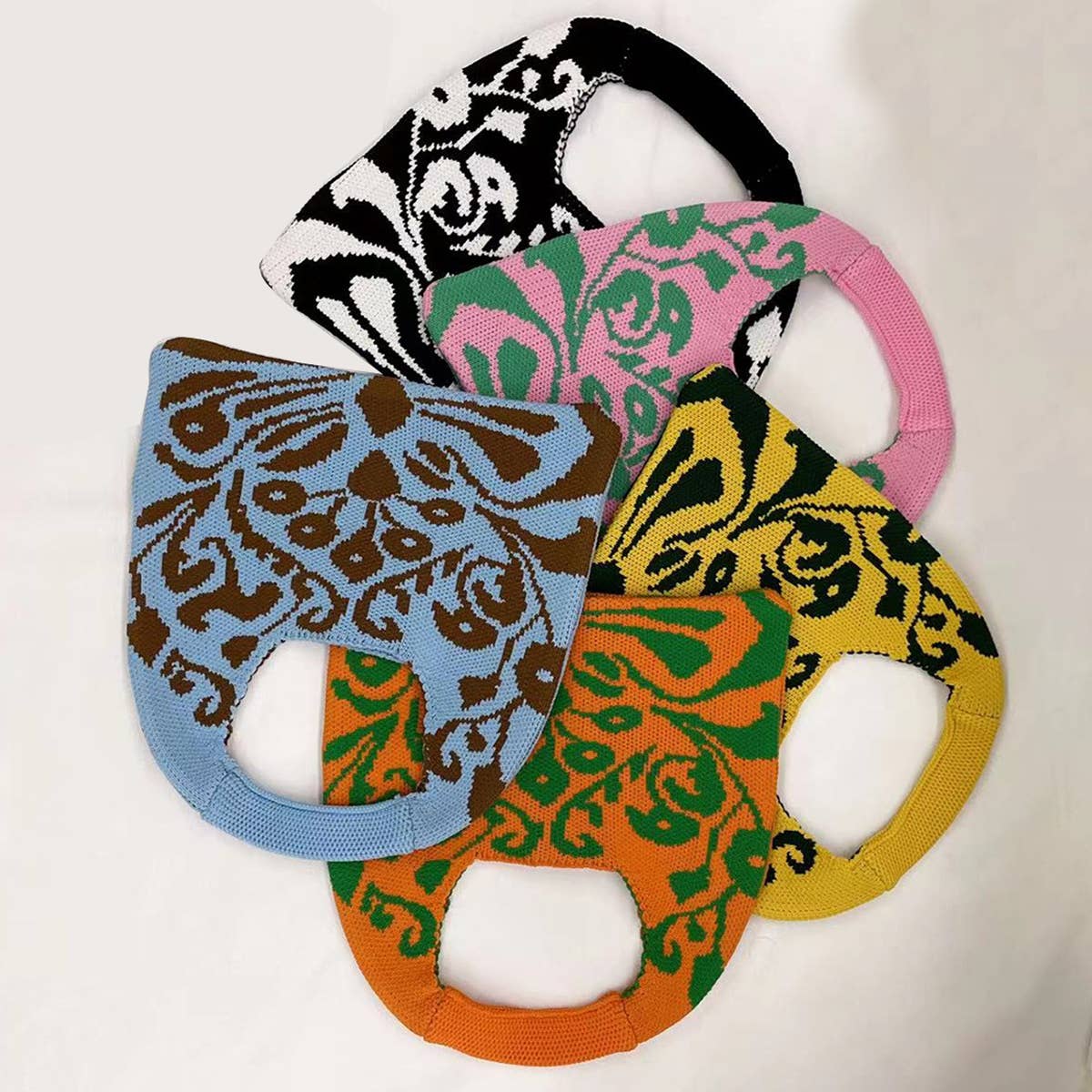 WOMEN FASHION PATTERN KNITTED DESIGN TOTE BAG_CWAB0861