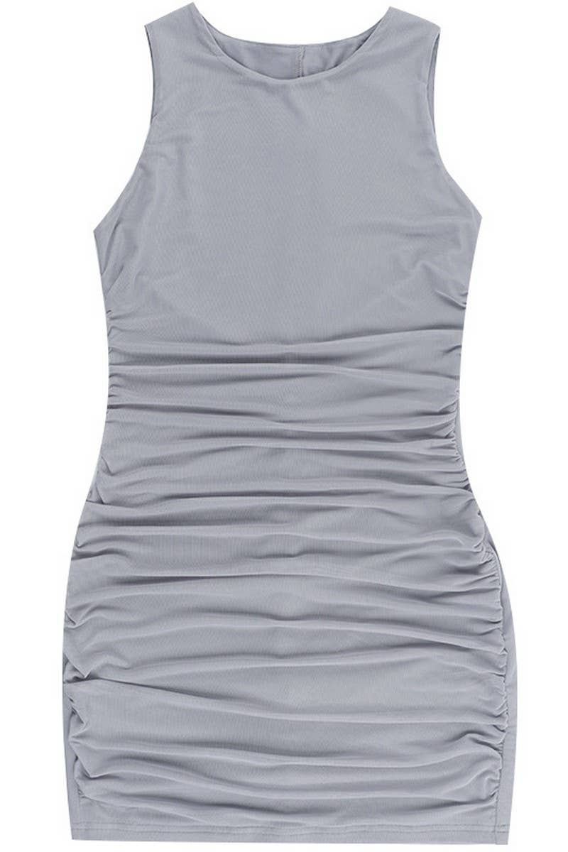 CWDSD7626_MESH BODYCON SLEEVELESS MINI DRESS