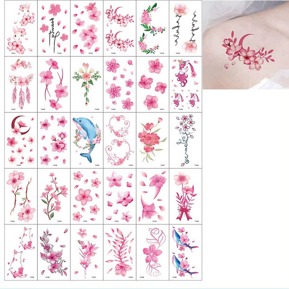 Peach Blossom Tattoos ??Sweet & Cool Girl Style_CWMM8236