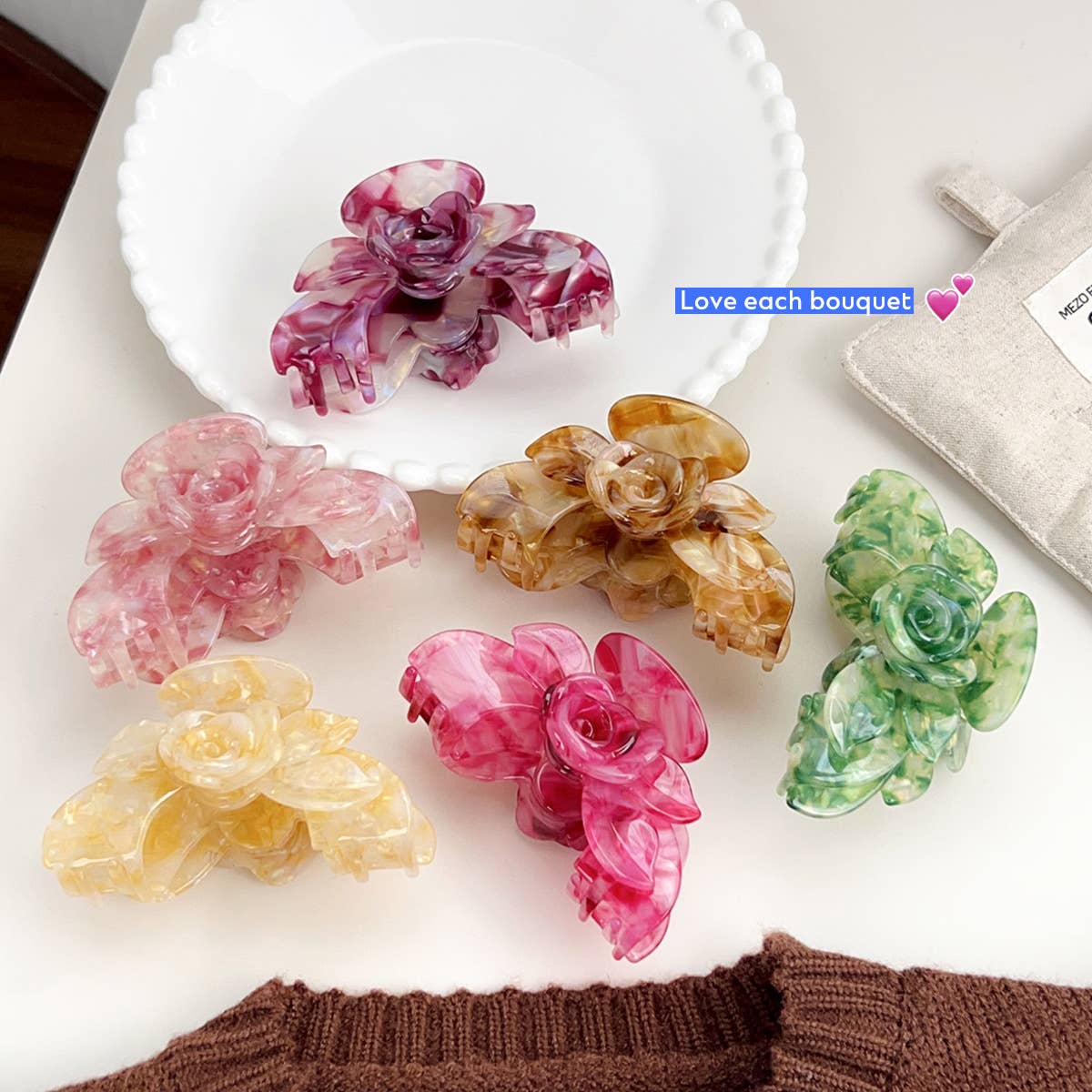 Acetic acid board flower hairpin tray hairpin