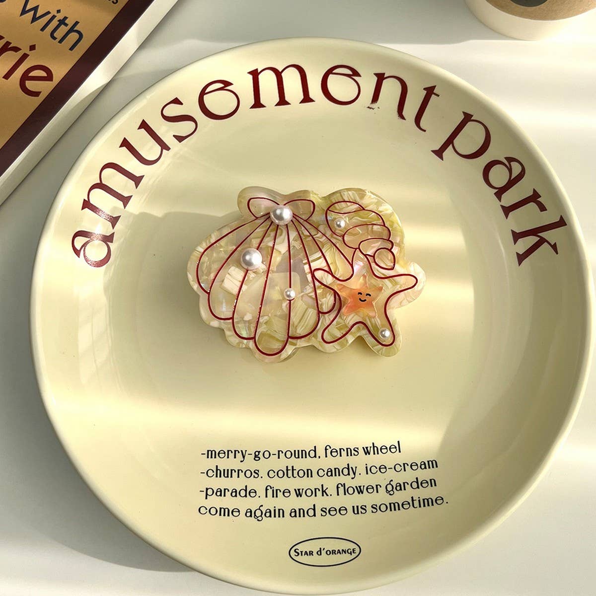 Ocean Shell & Starfish Hair Claw, Pearl Shark Clip_CWAHA5898