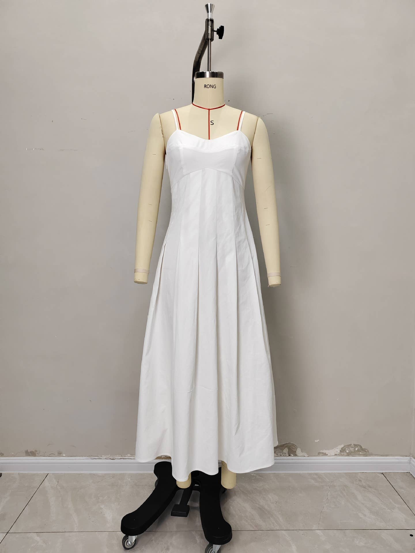 Fishbone corset solid-color halter dress