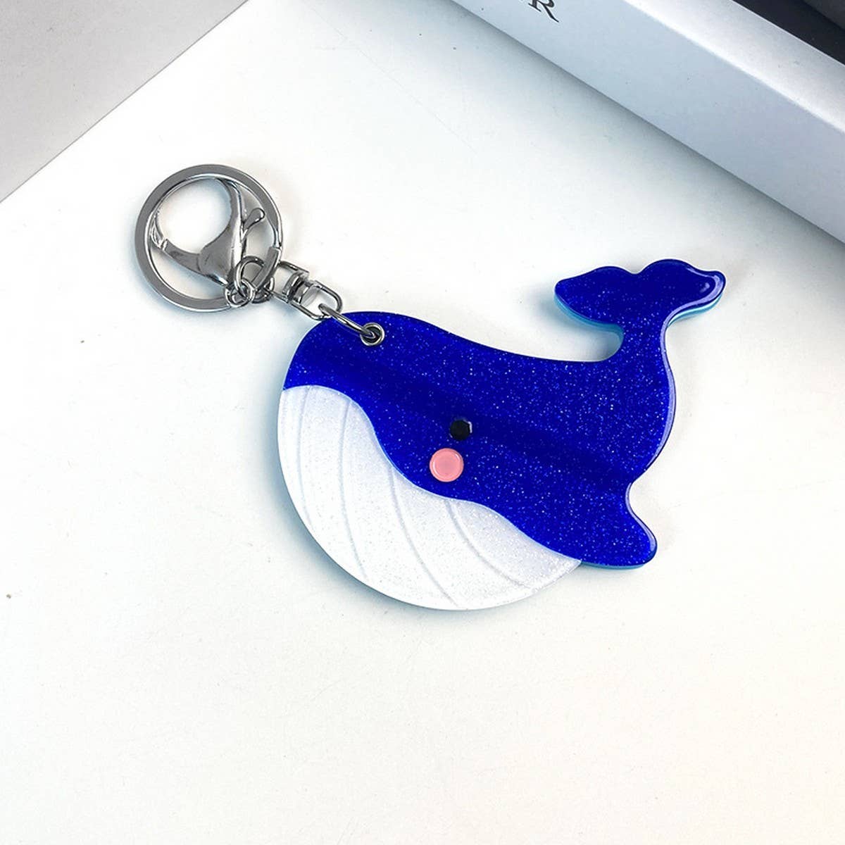 Cute Whale Slide Mirror Keychain Acrylic Gift