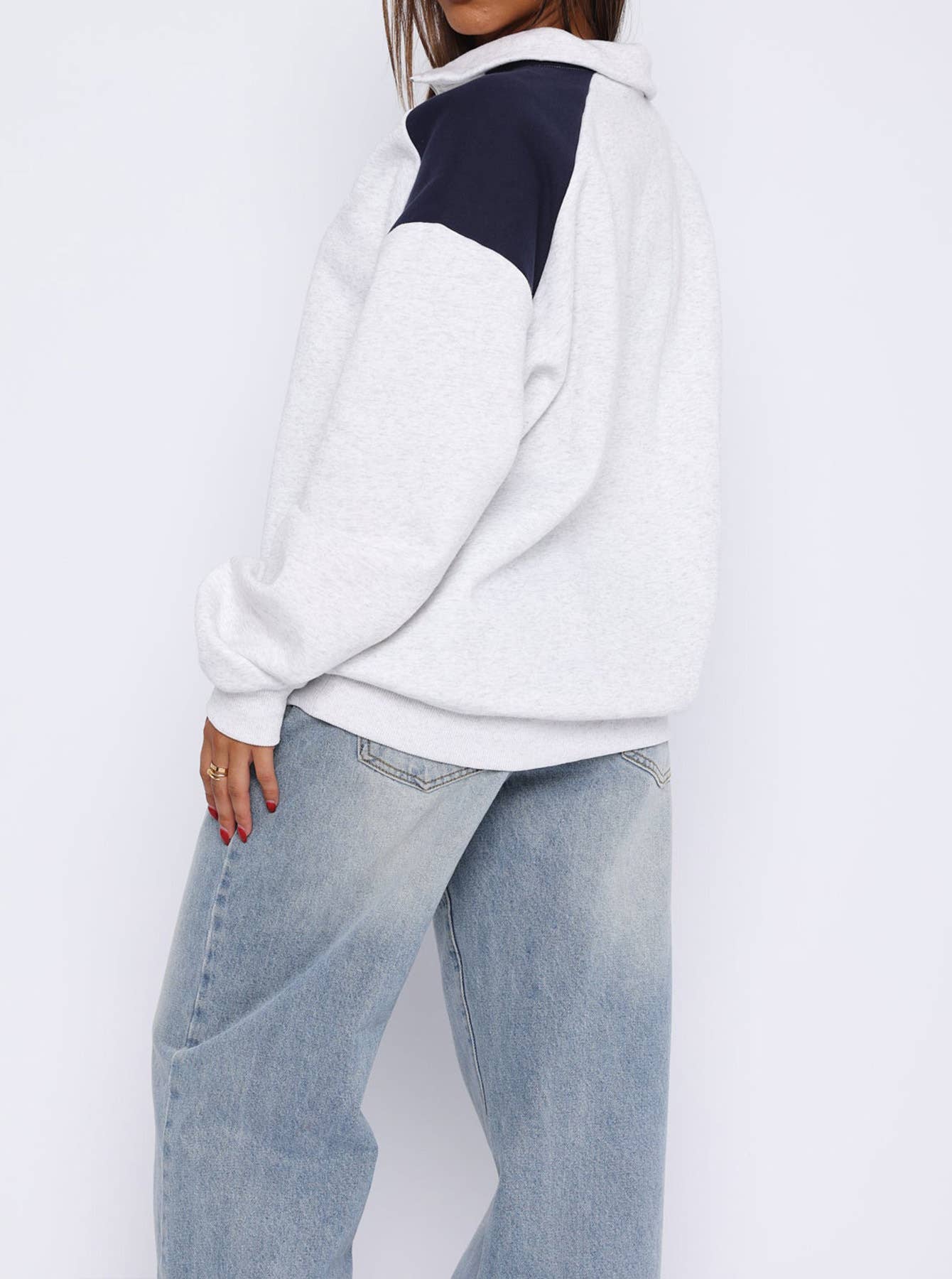 LONG SLEEVE KNIT LOOSE COLOR MATCHING HOODIE