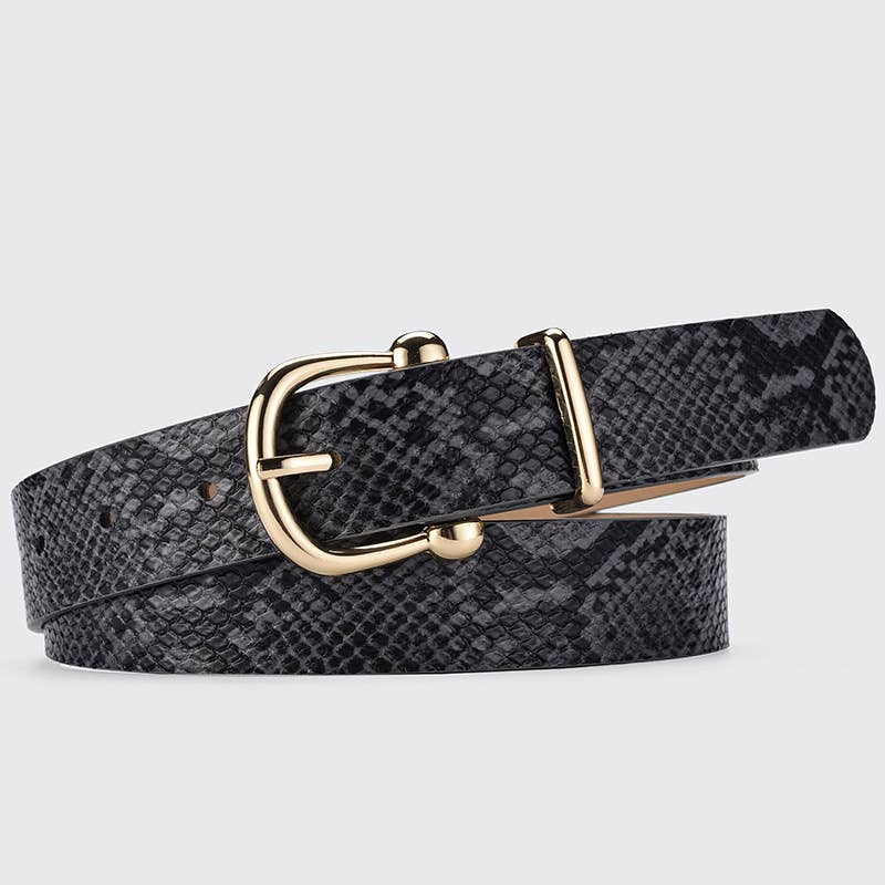 TREND SERPENTINE PU LEATHER GOLD BUCKLE BELT