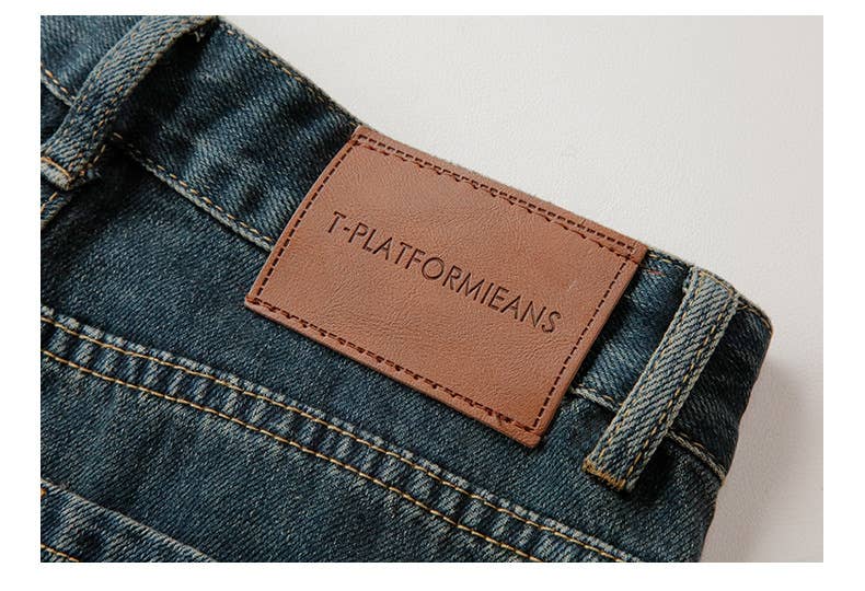 Retro high-waisted simple loose wide-leg jeans