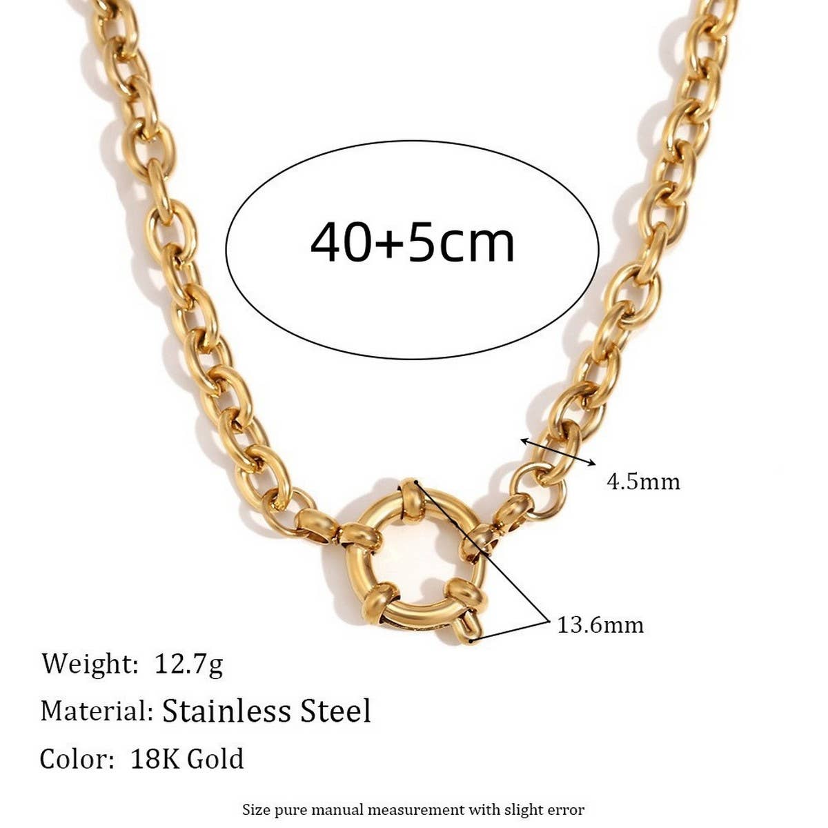 Basic loose chain heart round necklace_CWMM5711
