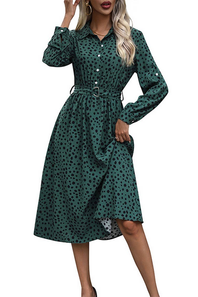 LONG SLEEVE LAPEL LEOPARD PRINT DRESS_CWDSD2413
