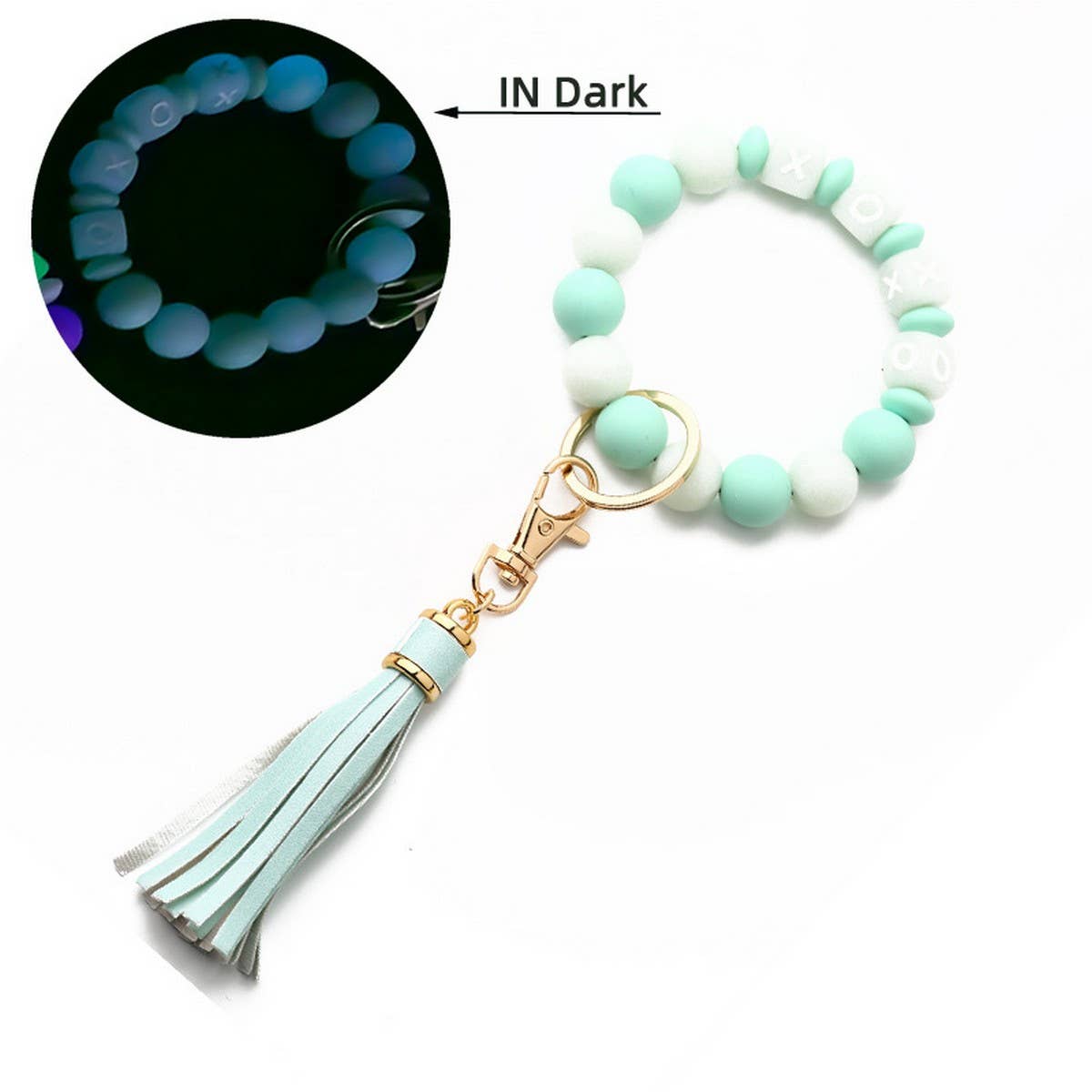 Glow-in-the-Dark Wristband with Tassel Keychain