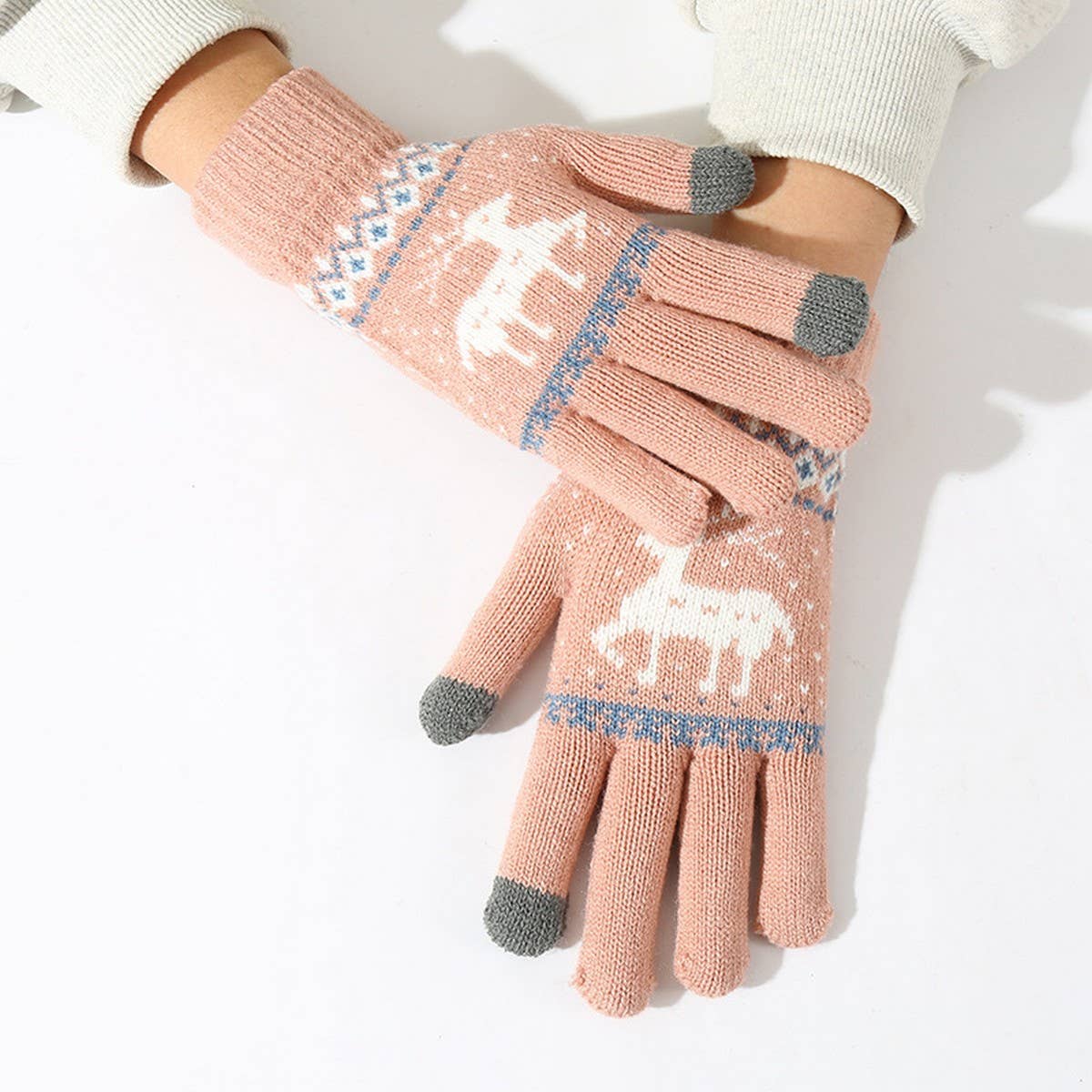 CUTE DEER PLUSH THICK TOUCH SCREEN GLOVES_CWAG0151