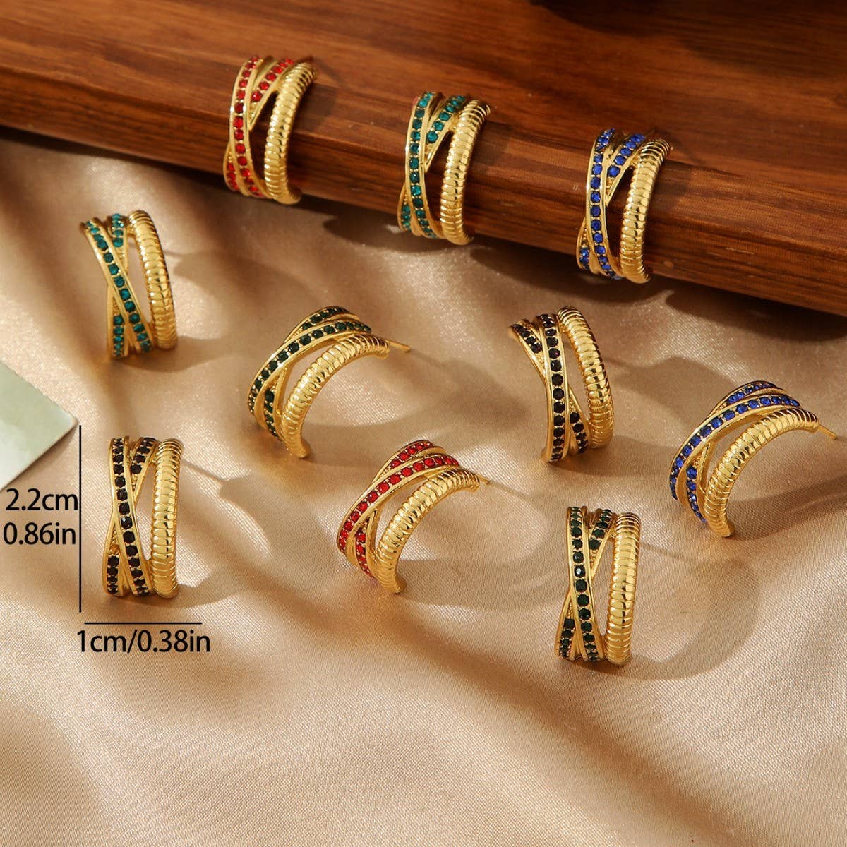 TITANIUM STEEL GOLD-PLATED INLAID ZIRCON EARRINGS