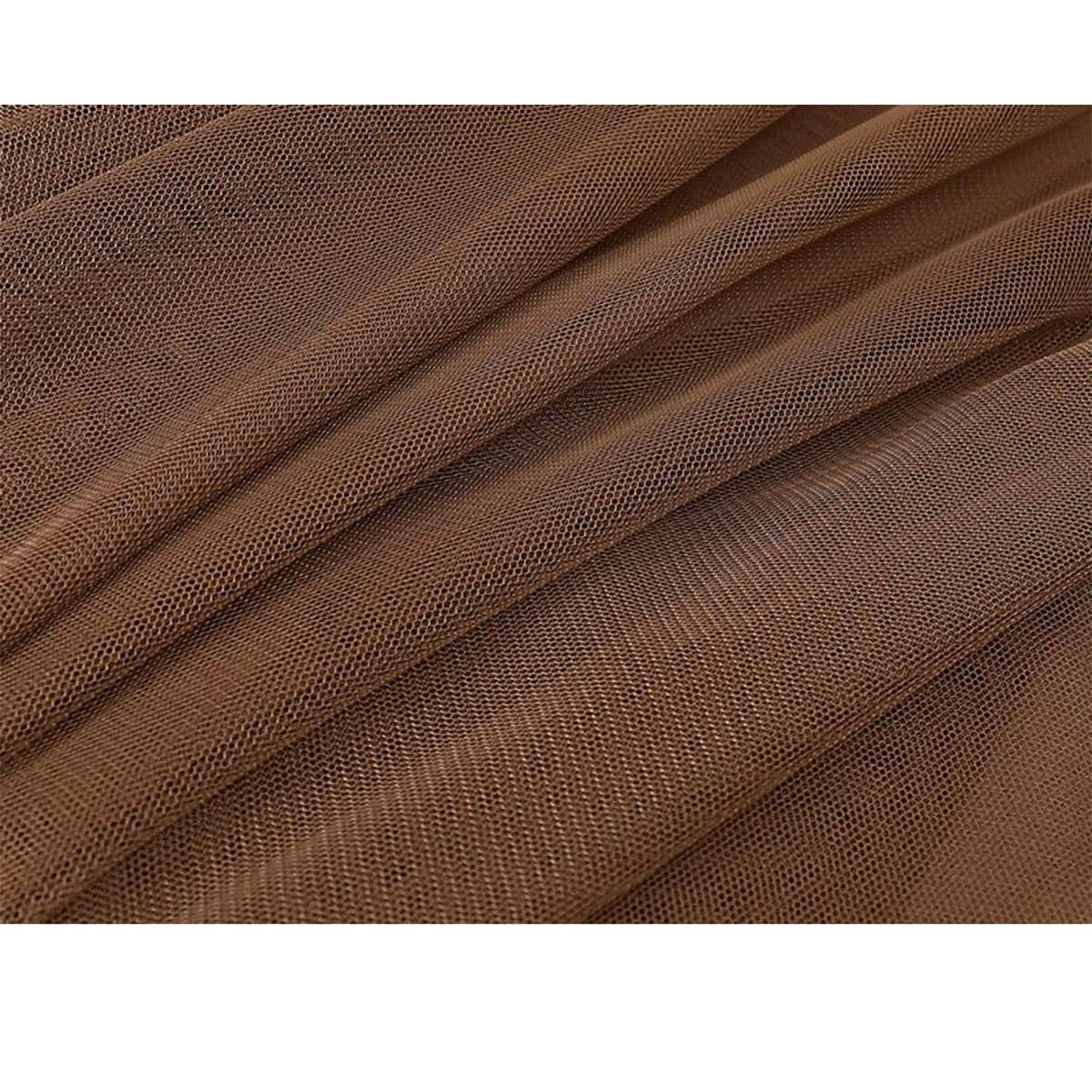 SOLID COLOR ELASTIC-WAIST MESH TULLE A-LINE SKIRT_CWBLS0372