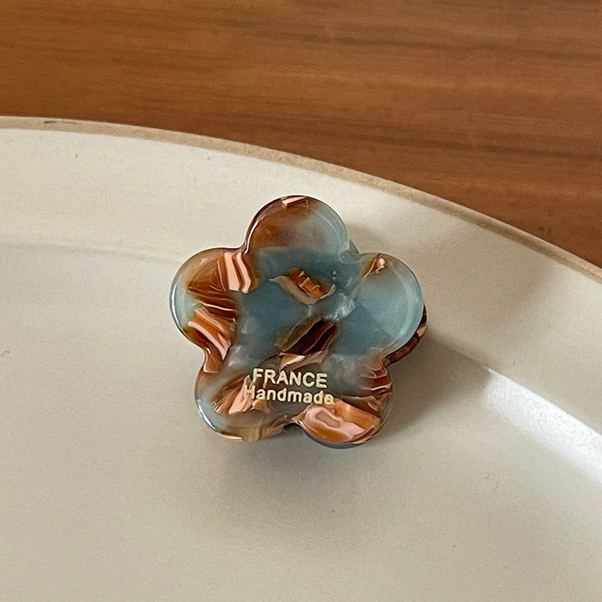 Ink Brown Floral Mini Hair Claw - Retro Bang Clip