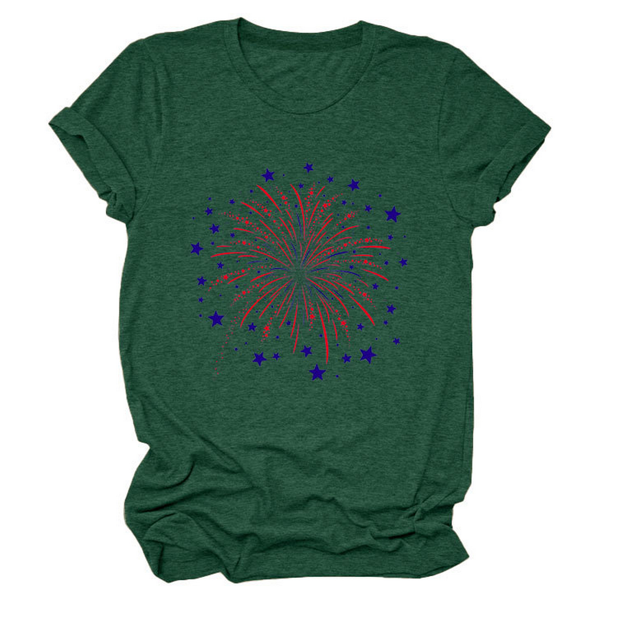 Trendy Loose Star Fireworks Graphic Tee for Women