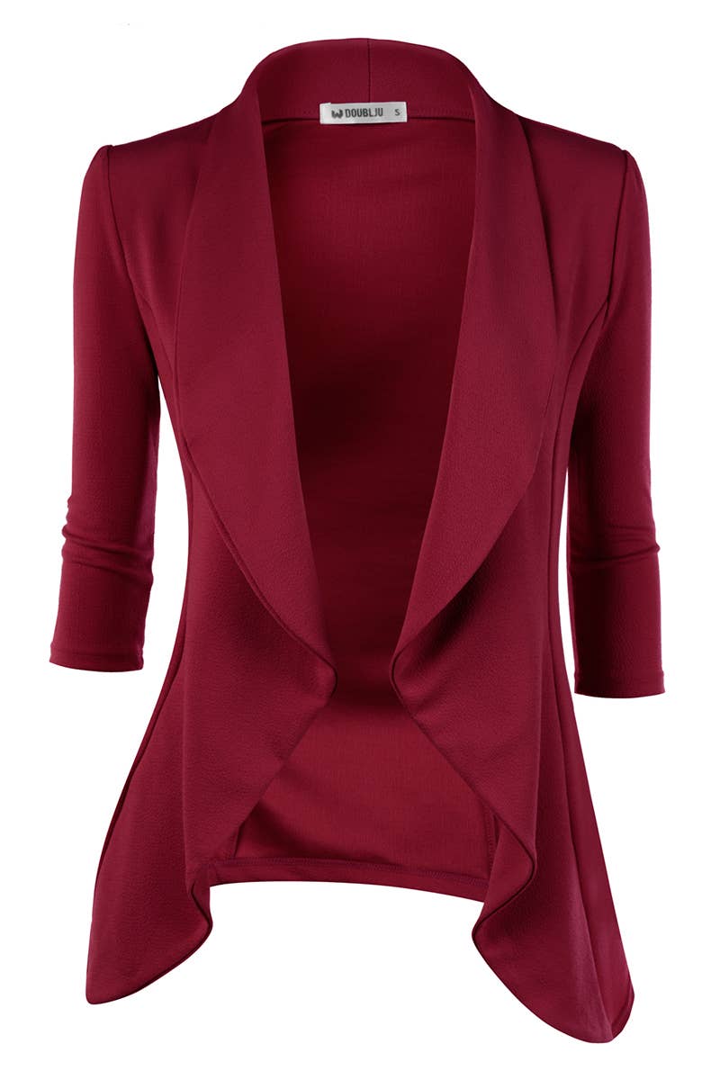 CWOBL089_Casual Work 3/4 Sleeve Open Front Blazer