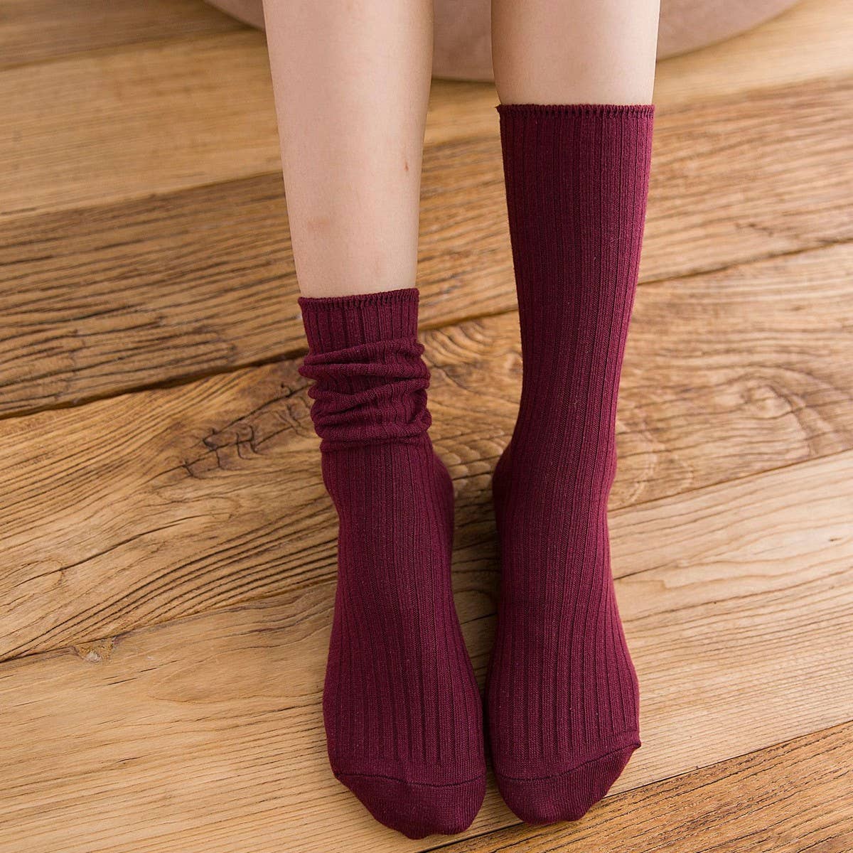 CWMS2520_AUTUMN AND WINTER SOLID COLOR MID-CALF SOCKS