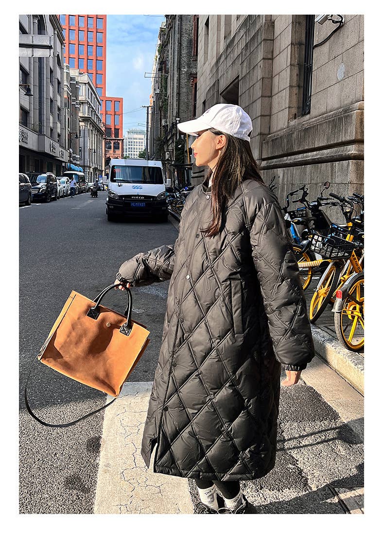 Long diamond lattice over the knee cotton jacket