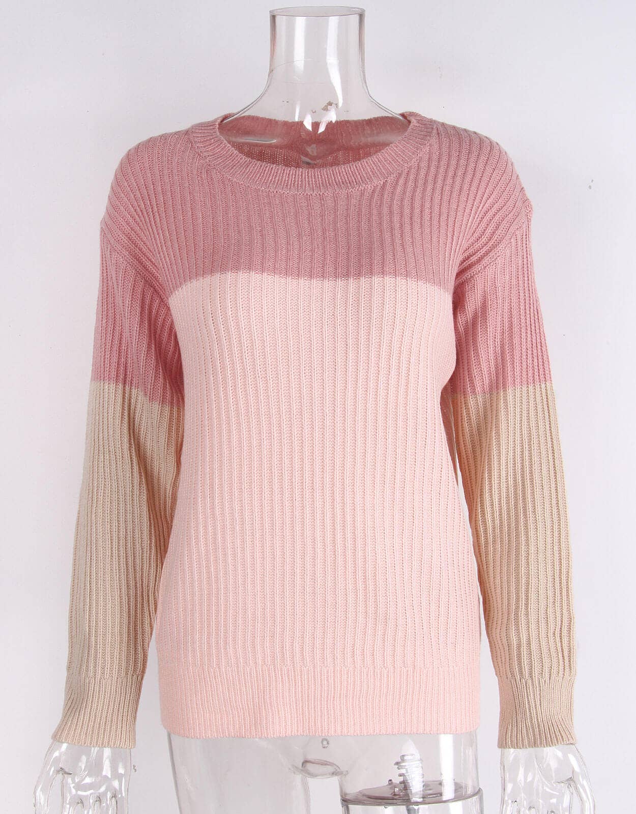 TEMPERAMENT LOOSE PATCHWORK LONG SLEEVE KNITWEAR