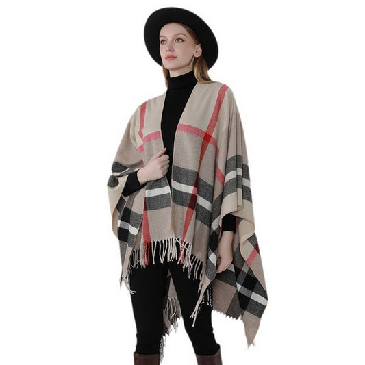 NEW WINTER WARM GRADIENT PLAID TASSEL SHAWL_CWMM2090