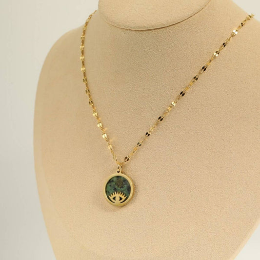 All-match devil's eye natural stone necklace_CWMM5659