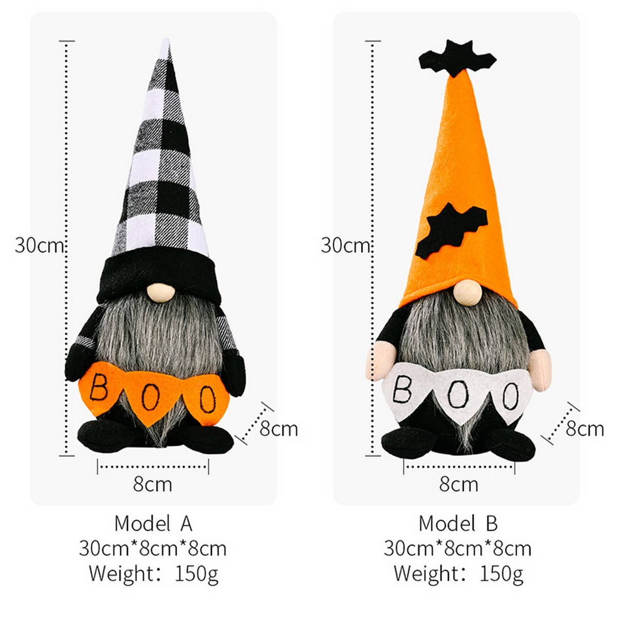 HALLOWEEN BOO DOLL PLAID HAT ORNAMENTS