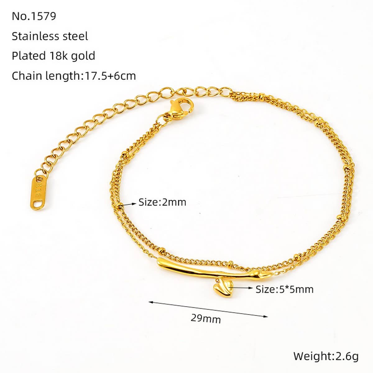 18K titanium steel bracelet with a love bracelet