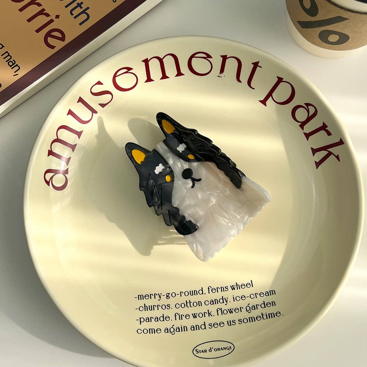 Cute Dog Acetate Hair Claw ? Cartoon Collie Clip