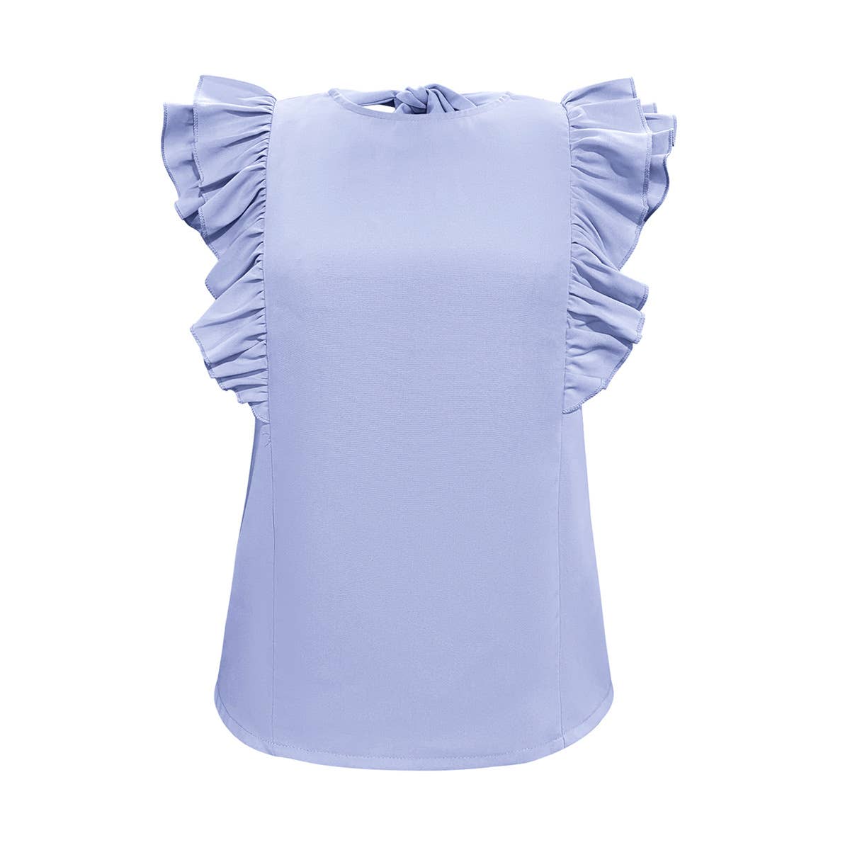 Ruffled LACES a round neck plain-colored vest