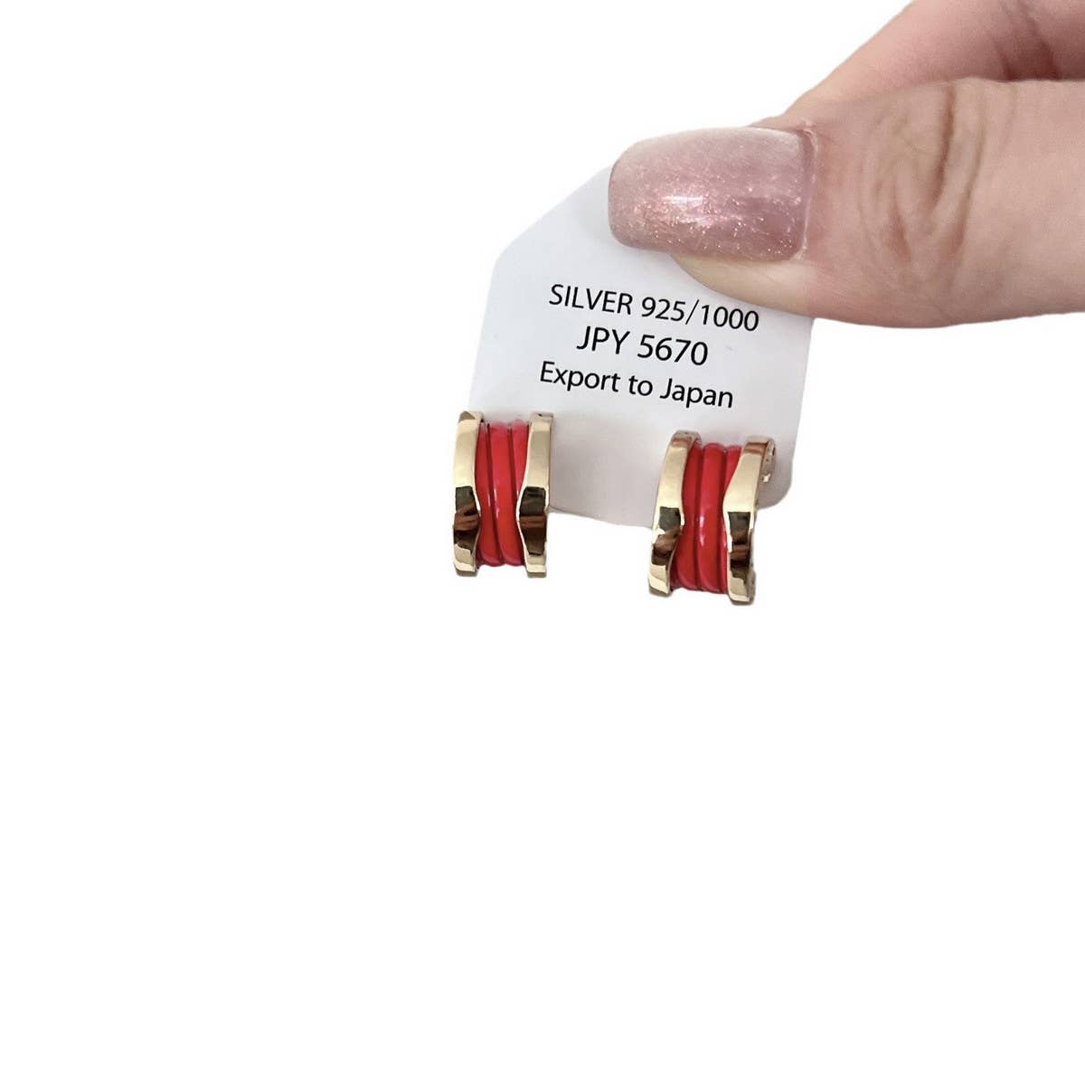 LIGHT LUXURY RED C-SHAPED EARRINGS