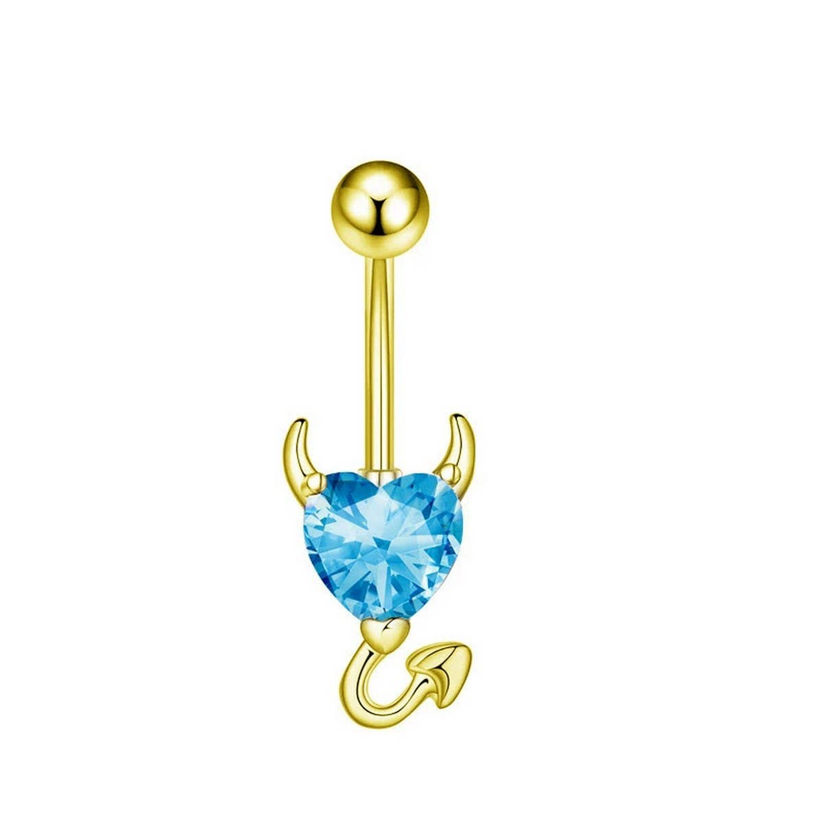 Piercing Belly Ring with CZ Devil Heart Charm_CWMM9230