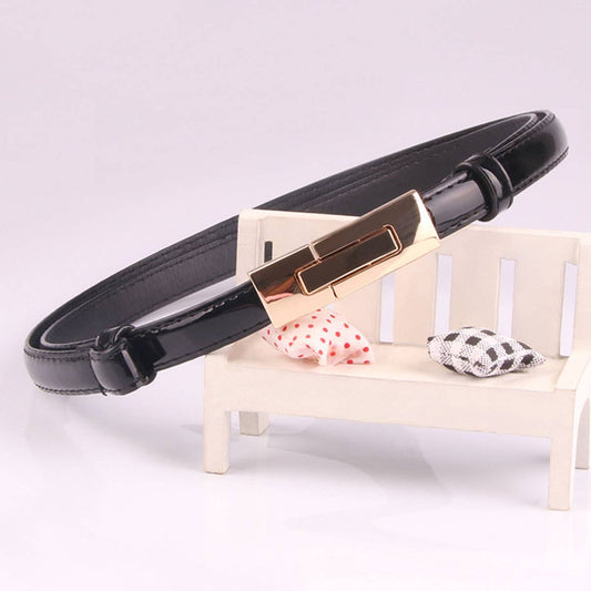 The trendy button-down adjustment thin waist belt