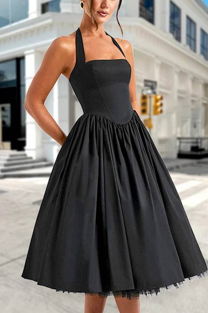 CWDMD5591_SLEEVELESS TIE STRAP PLEATED BODYCON DRESS