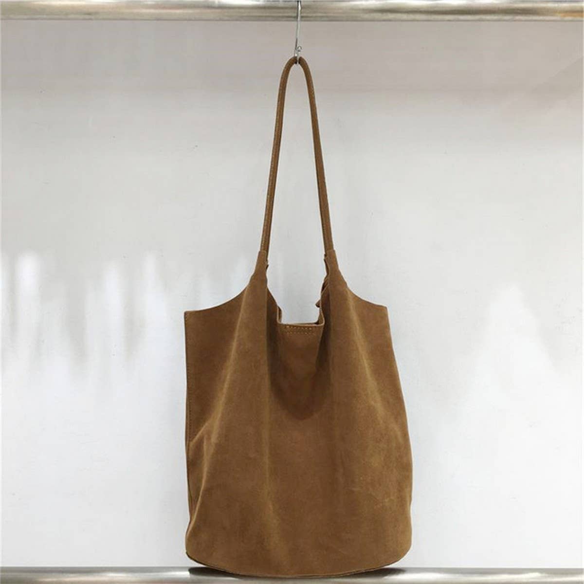 Vintage Faux Suede Tote?Soft &Spacious Shoulder Bag_CWAB4107