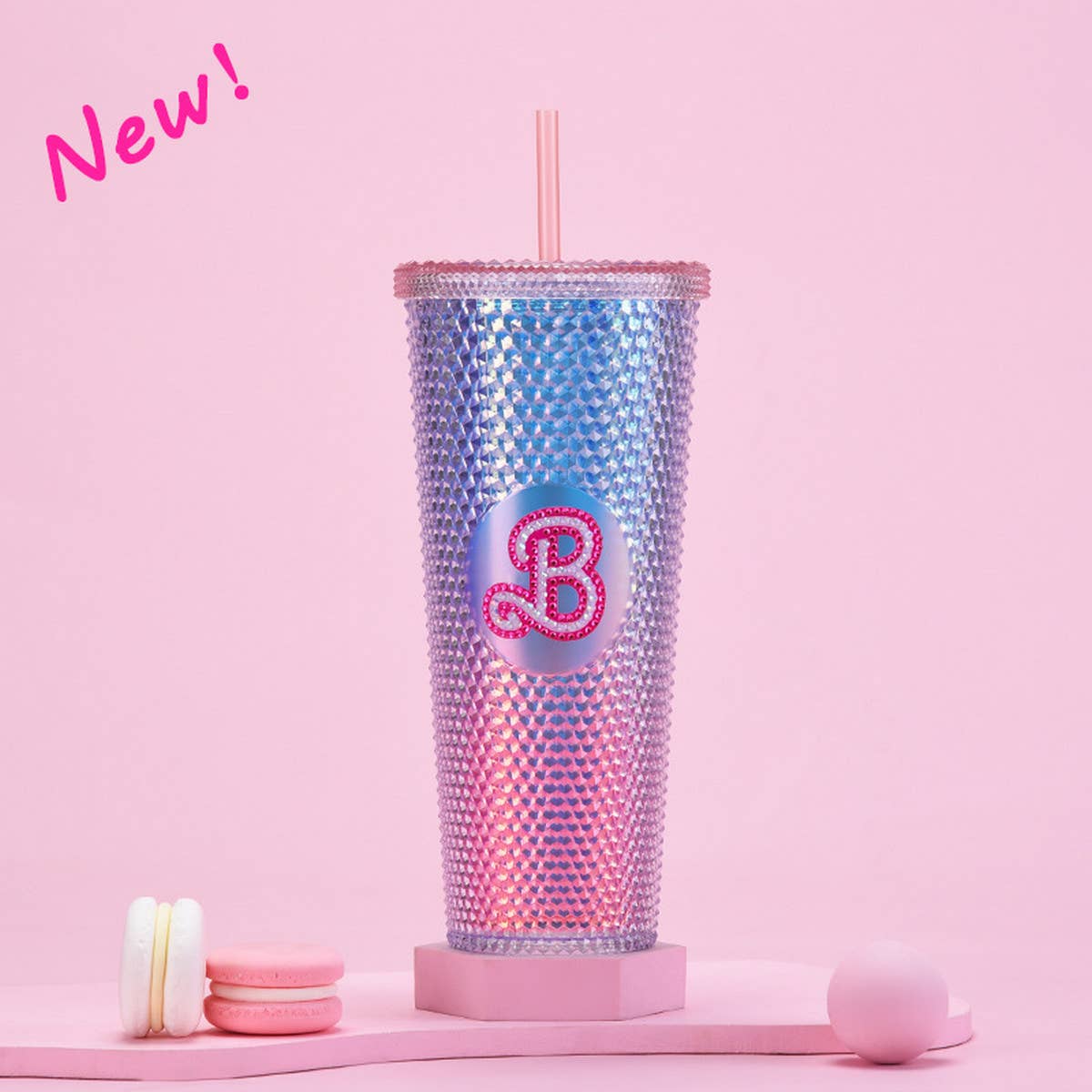 DOUBLE LAYER PORTABLE PLASTIC STRAW DIAMOND CUP