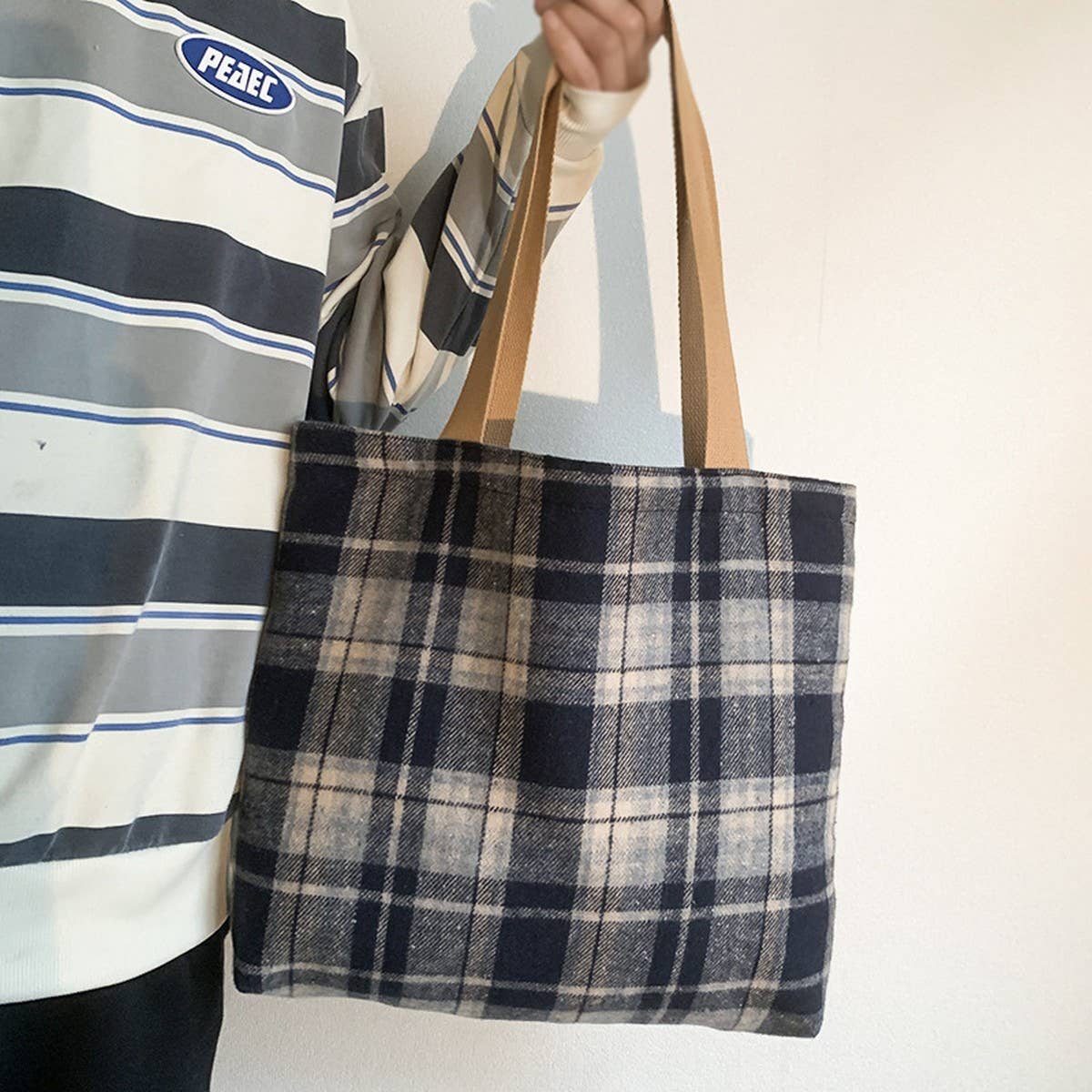 RETRO MIXED COLOR PLAID VERSATILE SHOULDER BAG_CWAB2155